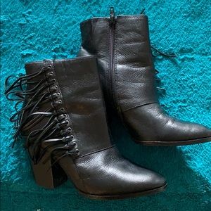 Black Boots with Fringe